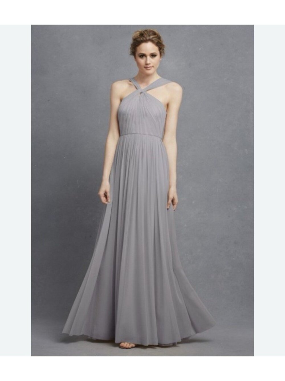 Donna Morgan Women's Gray Halter Lace Dress Size 6 Wedding guest Prom